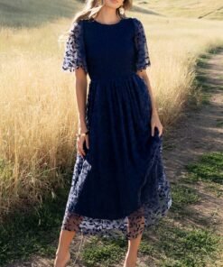 Kendra Embroidered Dress | Navy