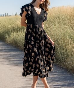 Chiffon A-Line Midi Dress