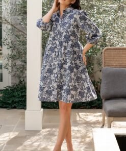 Dakota Babydoll Dress | Navy Print