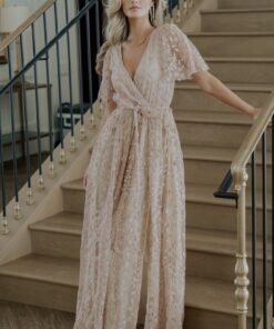 Embossed Satin Valentine Prom Dress