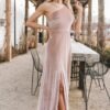 Velvet One Shoulder Valentine Prom Dress